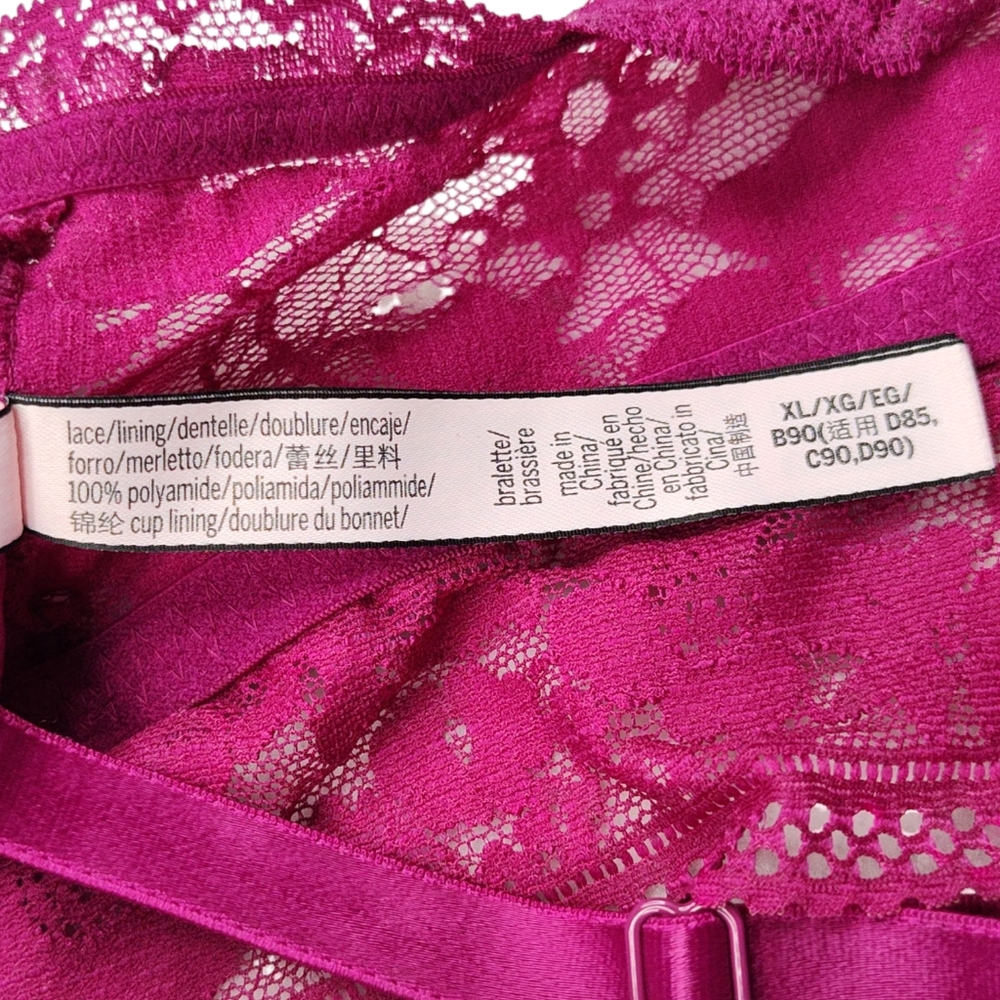 Victoria’s Secret Women's Fuchsia Posey Lace Curvy Bralette Size XL - Picture 7 of 10
